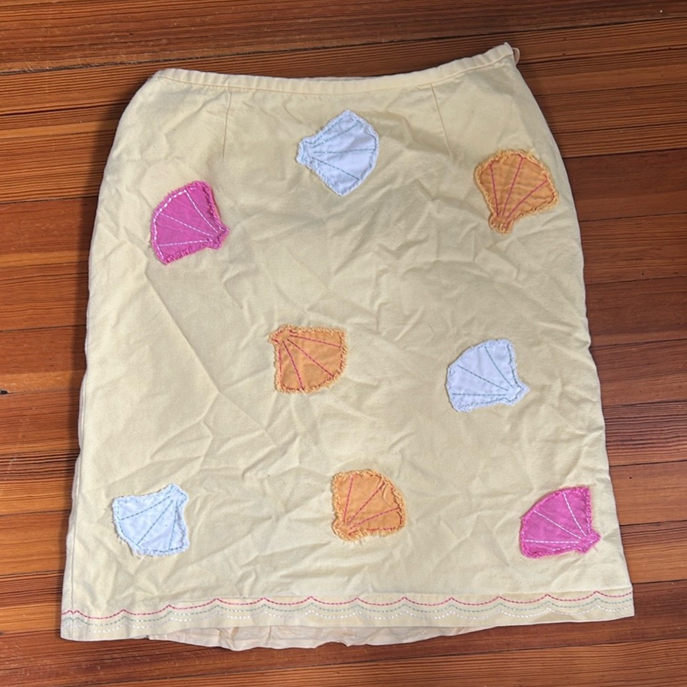 J. McLaughlin Yellow Shell Embellished Pencil Skirt